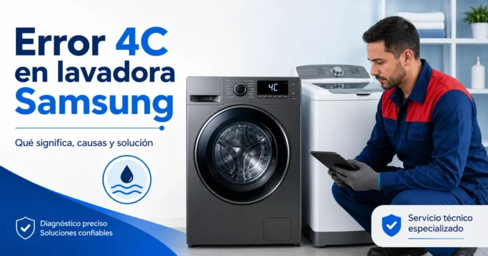 Falla código error 4C en lavadora Samsung por problema de ingreso de agua